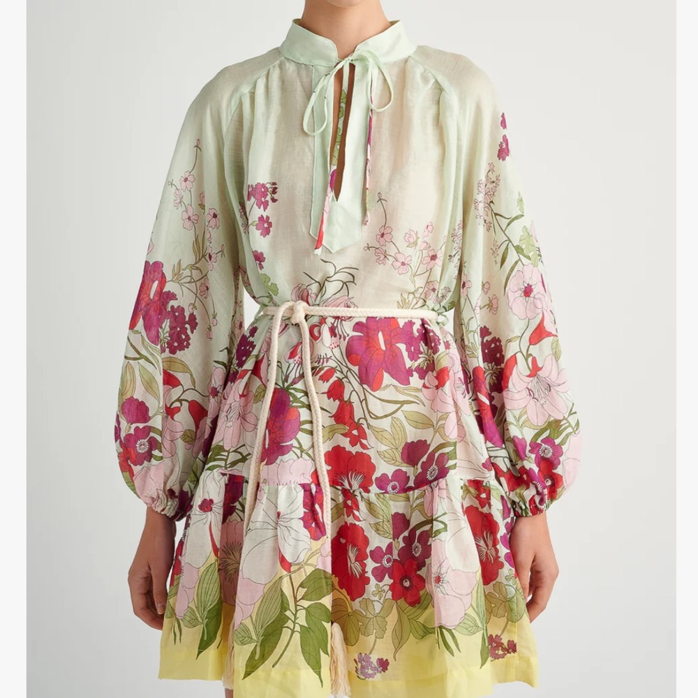 August Resort Wear Romantic Sleeve Dress Ramie